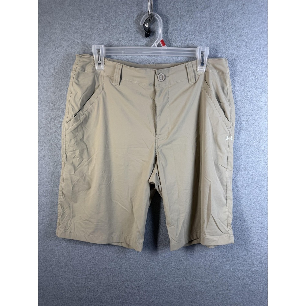 Under Armour Shorts Mens 32 Beige HeatGear Golf Athletic Stretch Quick Dry